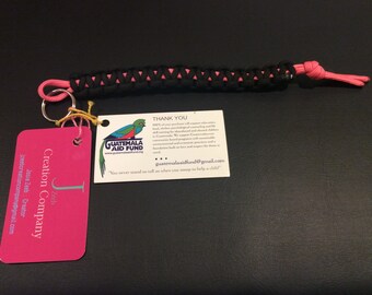 Paracord 550 Survival Keychain Cobra Black and Pink 8 inches long