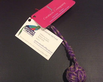 Paracord 550 Monkey&#39;s Fist Survival Keychain  Purple Pink and Gray