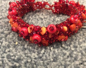 Guatemalan Handcrafted Red Beaded Bracelet