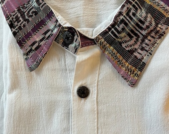 Guatemalan Weaving Accent Short Sleeve Button-Up Shirt