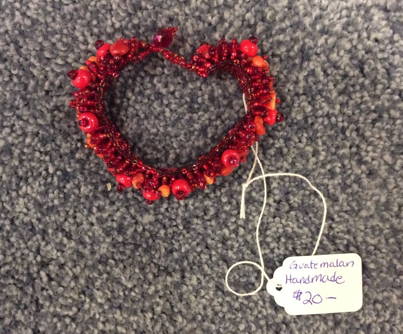 Guatemalan Handcrafted Red Beaded Bracelet
