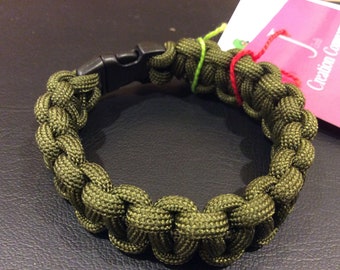 Paracord 550 Survival Bracelet Cobra Dark Olive Green Size 7.5