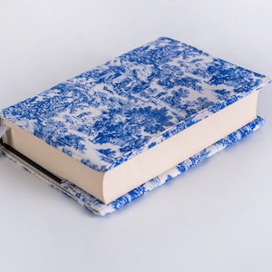 Capa de livro ajustável Toile De Joey com marcador de cetim, capa de livro de tecido vintage, bolsa de livro de capa dura acolchoada, presentes literários para ela