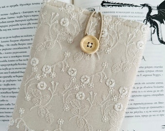 Funda Kindle Paperwhite de flores de bordado, funda acolchada para Kindle, funda para lector electrónico, bolsa Kindle Oasis, protector Kindle bordado floral