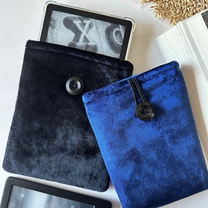 Housse Kindle Paperwhite en velours noir et bleu, pochette Kindle Oasis, étui pour liseuse, accessoires de livre, couverture pour Kindle en velours, cadeau pour amoureux des livres