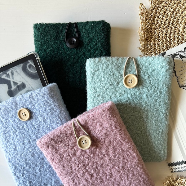 4 Colors Boucle Kindle Sleeves, Boucle Padded Kindle Protector, Kindle Paperwhite Pouch, Kindle Oasis Cover, E-reader Case, Kindle Case
