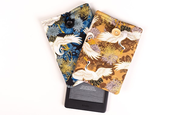 Japan Crane Padded Kindle Sleeve, Kindle Paperwhite Cover, Kindle Oasis Pouch, Book Sleeve, Book Cover, Padded Book Pouch, Book Lover Gift