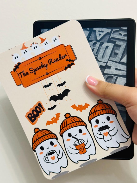 The Spooky Reader Kindle Insert for Clear Case, Kindle Accessories, Bookish Access, Kindle Skin, Bookish gift, Cardstock Kindle Insert
