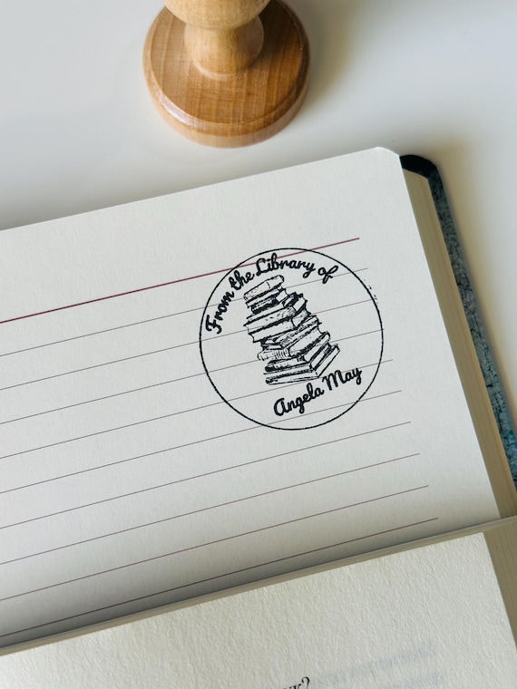 Personalised Wooden Book Stamp, Custom Library Stamp, Stamp From the Library Of, Book Lover Gift, Book Accessories, Stamps for Books