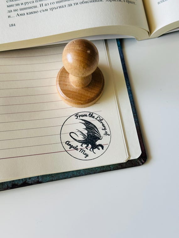 Personalised Wooden Book Stamp, Custom Library Stamp, Stamp From the Library Of, Book Lover Gift, Book Accessories, Stamps for Books