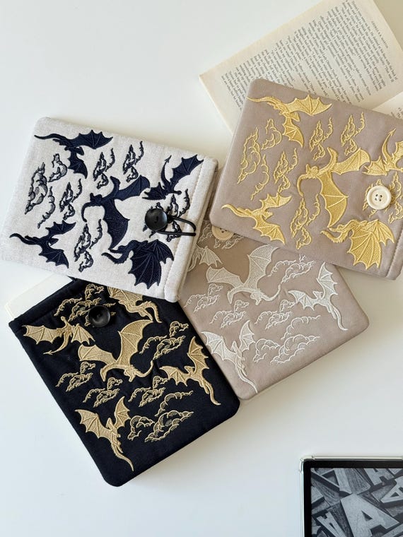 Dragon Wars Embroidery Kindle Sleeve, Embroidery Dragon Cover, Unique Universal Kindle Cover, Padded Kindle Pouch, 4 Colors Dragon Case