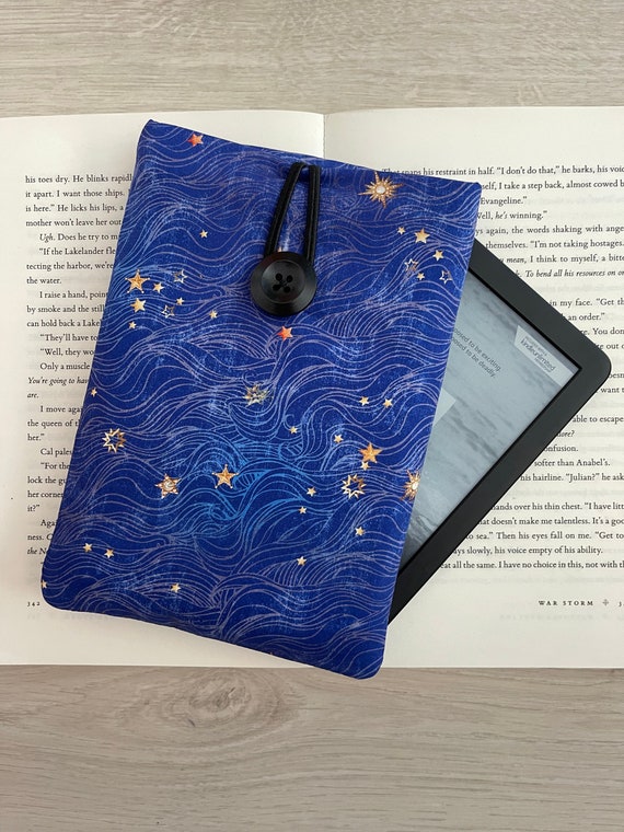 Gold Stars Kindle Sleeve, Blue Waves Kindle Cover, Kindle Paperwhite, Kindle Oasis Pouch, Book Sleeve, Book Cover, Book Lover Gift
