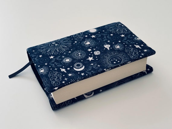 Celestial Sky Book Cover, Stars Book Pouch, Custom Size Book Jacket, Adjustable Book Protector, Padded Book Cover, Night Sky Bookish Gift