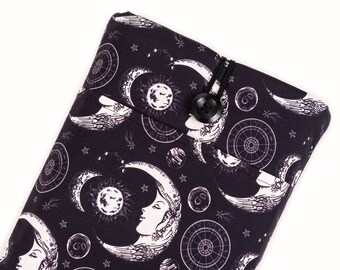 Celestial Book Sleeve – Handmade Padded Fabric Cover with Button