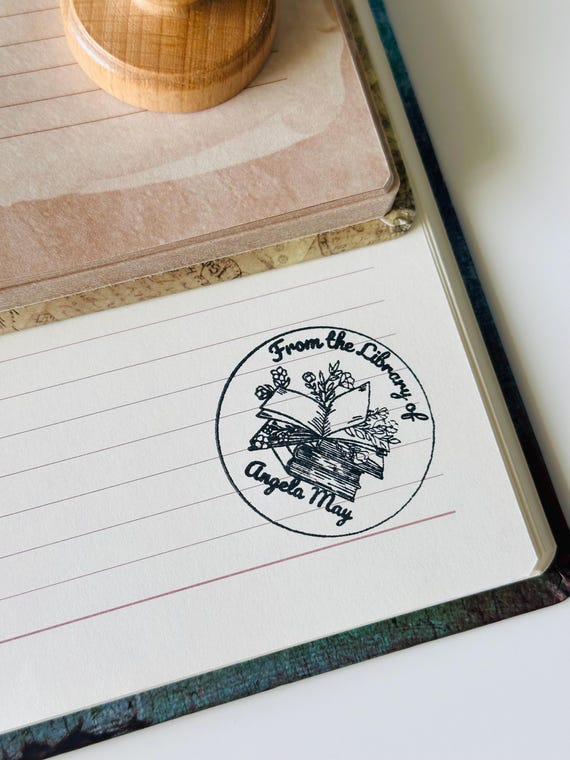 Personalised Wooden Book Stamp, Custom Library Stamp, Stamp From the Library Of, Book Lover Gift, Book Accessories, Stamps for Books