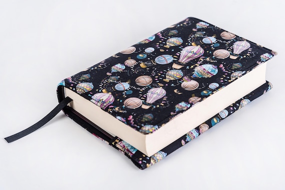Colorful Balloons Book Cover, Air Balloons Book Pouch, Custom Size Book Jacket, Adjustable Book Protector, Padded Book Cover, Bookish Gift