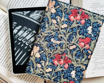 Flowers Kindle Cover, Floral Kindle Pouch, Padded Kindle Paperwhite Sleeve, Kindle Oasis Fabric Protector, Flower Bird Kindle Jacket