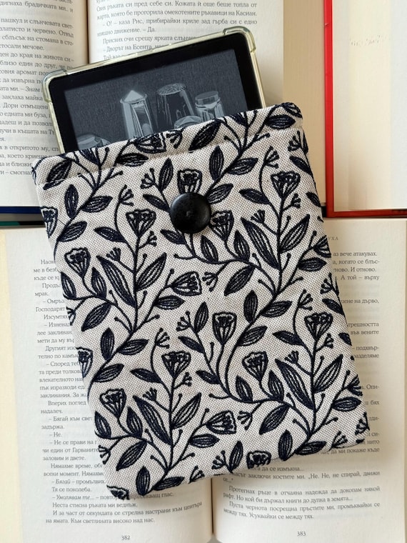 Handmade Kindle Sleeve – Vintage Liberty Flowers Embroidery, Padded Fabric Protector