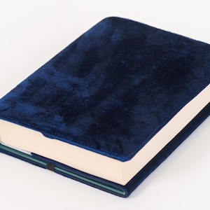 Couverture de journal en tissu velours bleu marine pour cahiers A5 à couverture rigide, couverture de livre personnalisée, cadeau de Noël pour professeur d'anglais