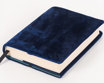 Couverture de journal en tissu velours bleu marine pour cahiers A5 à couverture rigide, couverture de livre personnalisée, cadeau de Noël pour professeur d'anglais