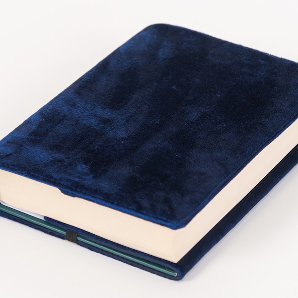 Navy Velvet Fabric Journal Cover for Hardcover A5 Notebooks, Custom Book Cover, Christmas Gift for English Teacher
