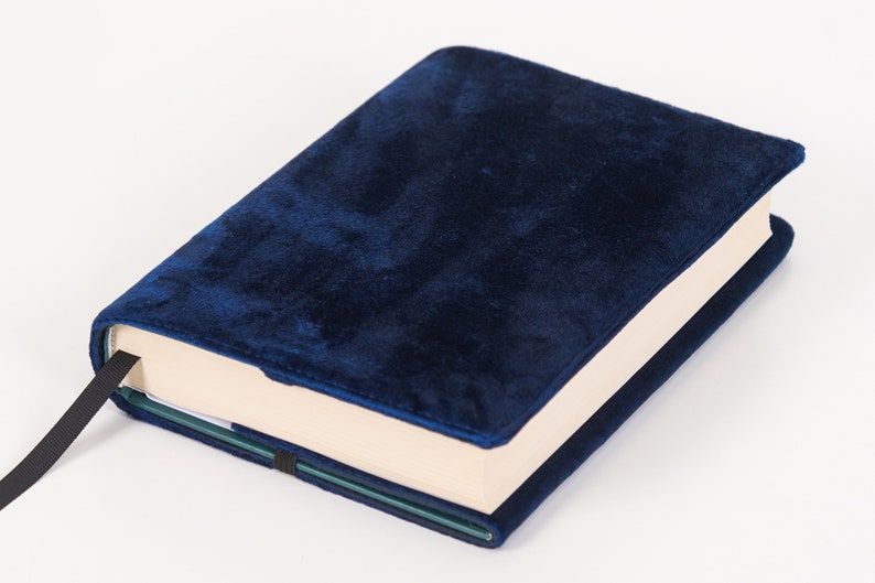 Navy Velvet Fabric Journal Cover for Hardcover A5 Notebooks, Custom Book Cover, Christmas Gift for English Teacher image 1