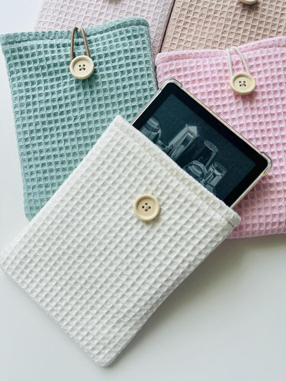 Colorful Waffles Pattern Kindle Sleeve with Wooden Button Closure, Padded Kindle Protector, All Models Kindle Cover, E-Reader Jacket