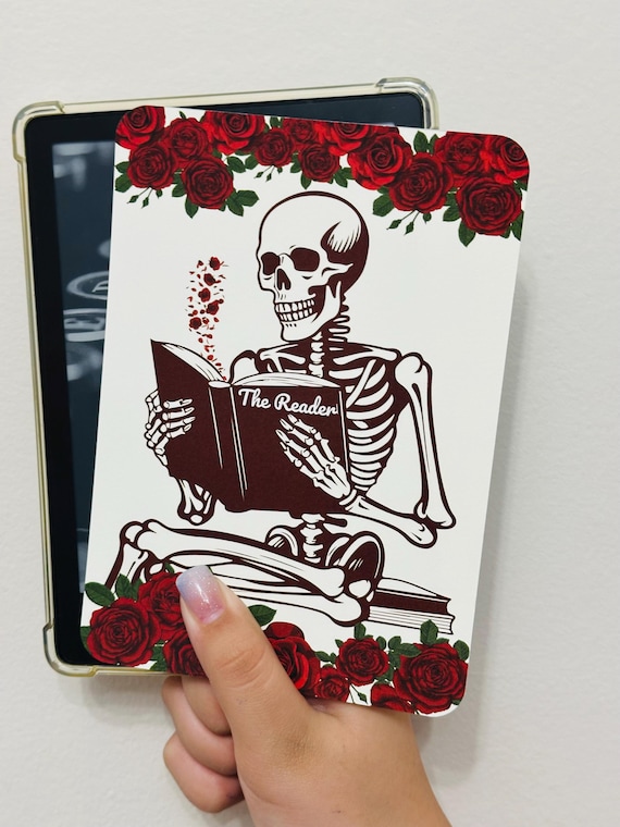 The Skeleton ReaderKindle Insert for Clear Case, Kindle Accessories, Bookish Access, Kindle Skin, Book gift, Red Skeleton Kindle Insert