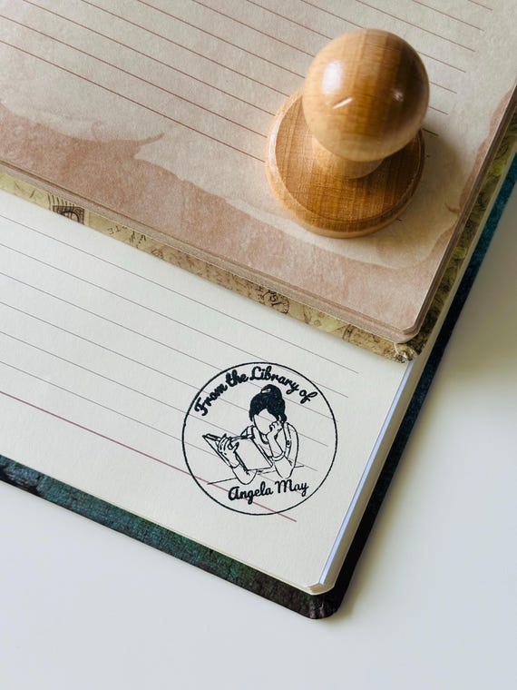 Personalised Wooden Book Stamp, Custom Library Stamp, Stamp From the Library Of, Book Lover Gift, Book Accessories, Stamps for Books