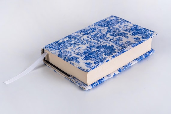 Toile De Joey Adjustable Book Cover with Satin Bookmark, Vintage Fabric Book Cover, Padded Hardcover Book Pouch, Bookish Gifts for Her