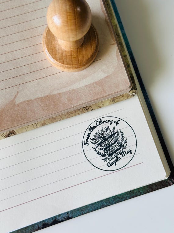 Personalised Wooden Book Stamp, Custom Library Stamp, Stamp From the Library Of, Book Lover Gift, Book Accessories, Stamps for Books