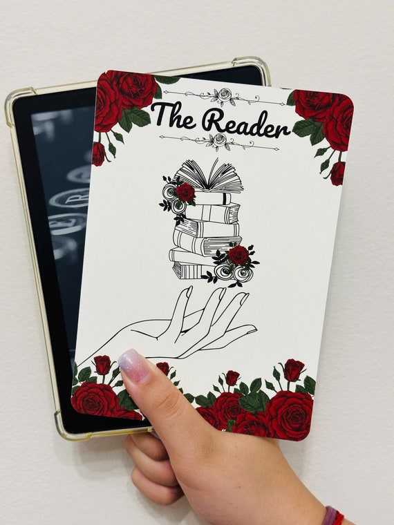 The Romance Reader Kindle Insert for Clear Case, Kindle Accessories, Bookish Access, Kindle Skin, Book gift, Red Roses Kindle Insert