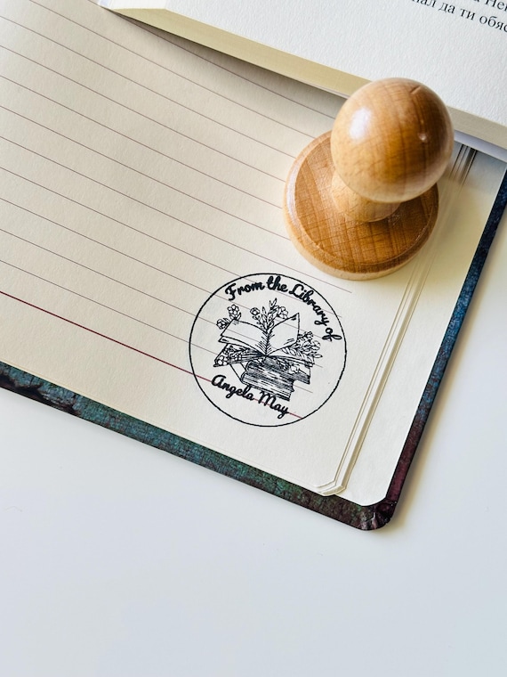 Personalised Wooden Book Stamp, Custom Library Stamp, Stamp From the Library Of, Book Lover Gift, Book Accessories, Stamps for Books