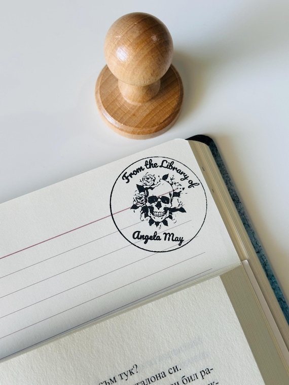 Personalised Wooden Book Stamp, Custom Library Stamp, Stamp From the Library Of, Book Lover Gift, Book Accessories, Stamps for Books