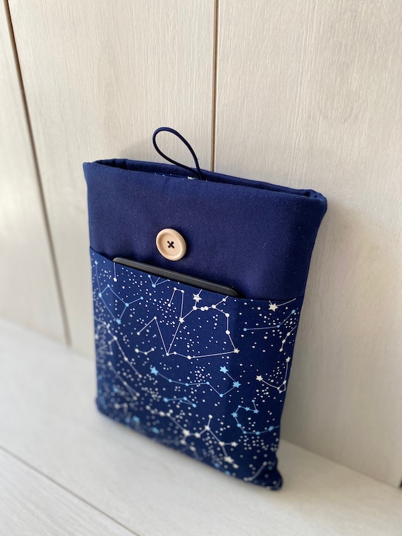 Constellation Book Sleeve, Stars Book Cover, Night Sky Book Pouch, Navy Blue Book Jacket, Constellations Notebook Cover, Bookworm Gift
