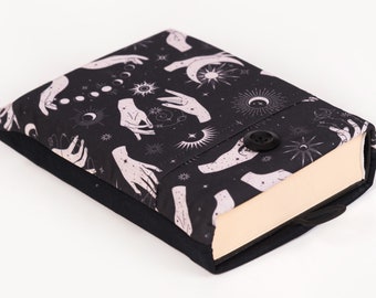 Celestial Book Sleeve: Padded Fabric Book Cover with Button
