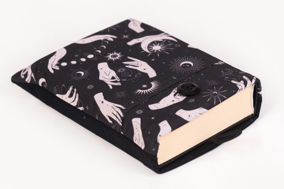 Celestial Book Sleeve, Padded Book Cover, Witchy Book Pouch, Fabric Book Jacket, Bookish Gift, Book Sleeve With Pocket, Paperback Book Bag