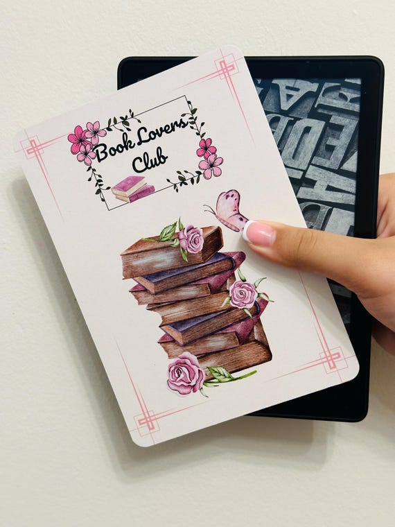 Book Lovers Club Kindle Insert for Clear Case, Kindle Accessories, Bookish Kindle Access, Kindle Skin, Bookish gift, Cardstock Kindle Insert