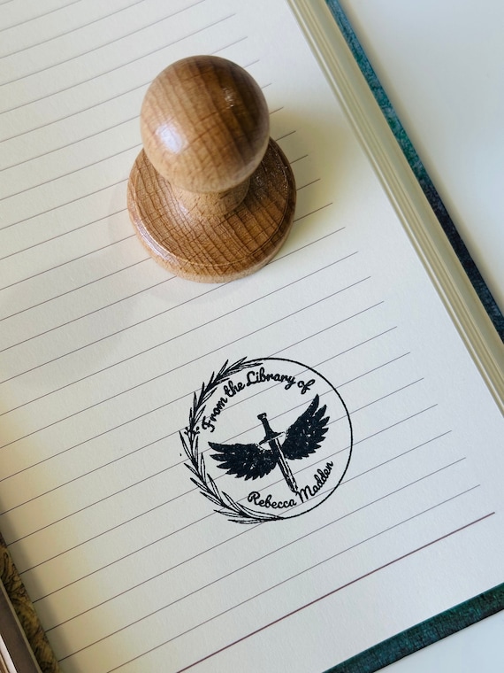 Personalised Wooden Book Stamp, Custom Library Stamp, Stamp From the Library Of, Book Lover Gift, Book Accessories, Stamps for Books