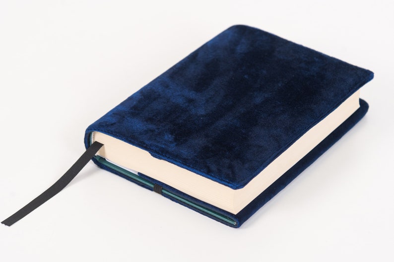 Navy Velvet Fabric Journal Cover for Hardcover A5 Notebooks, Custom Book Cover, Christmas Gift for English Teacher image 3