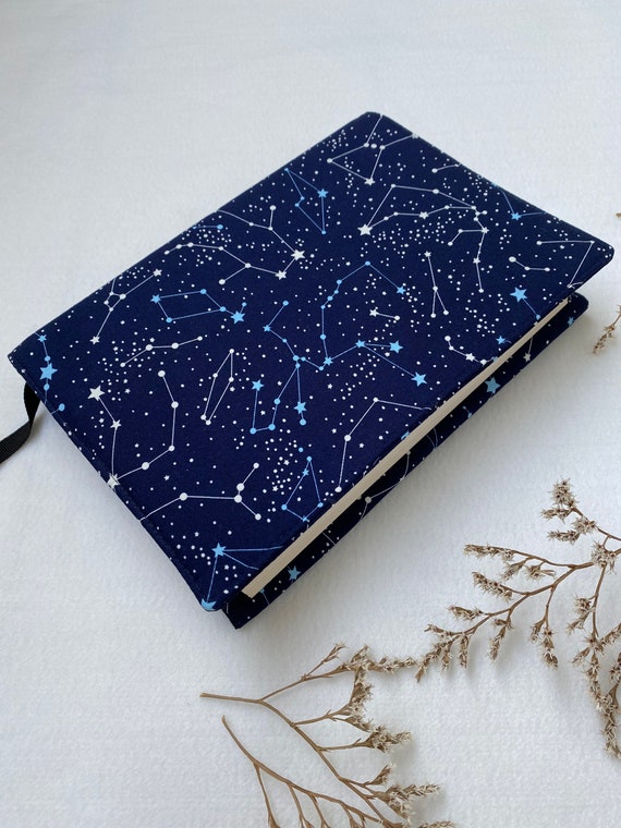Night Sky Custom Book Protector, Constellations Fabric Book Cover, Padded Hardcover Book Pouch, Bookish Gifts for Her