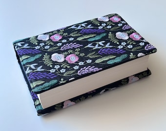 Embroidery Flower Book Cover, Padded Book Protector, Flower Book Pouch, Adjustable Book Jacket, Floral Book Sleeve, Book Accessories.