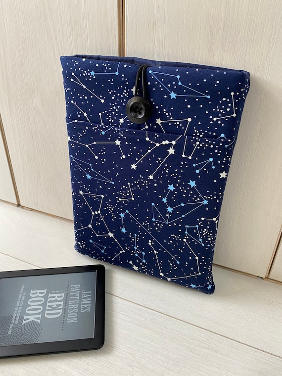 Constellation Book Sleeve, Night Sky Book Cover, Stars And Celestial Book Pouch, Fabric Book Case, Padded Book Jacket, Book Bag With Pocket