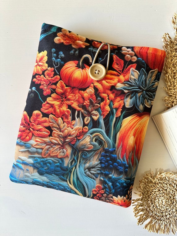 Fairy World Book Sleeve, Colorful World Book Cover, Padded Book Protector, Book Accessories, Bookish Gift, Book Pouch With Button Closure