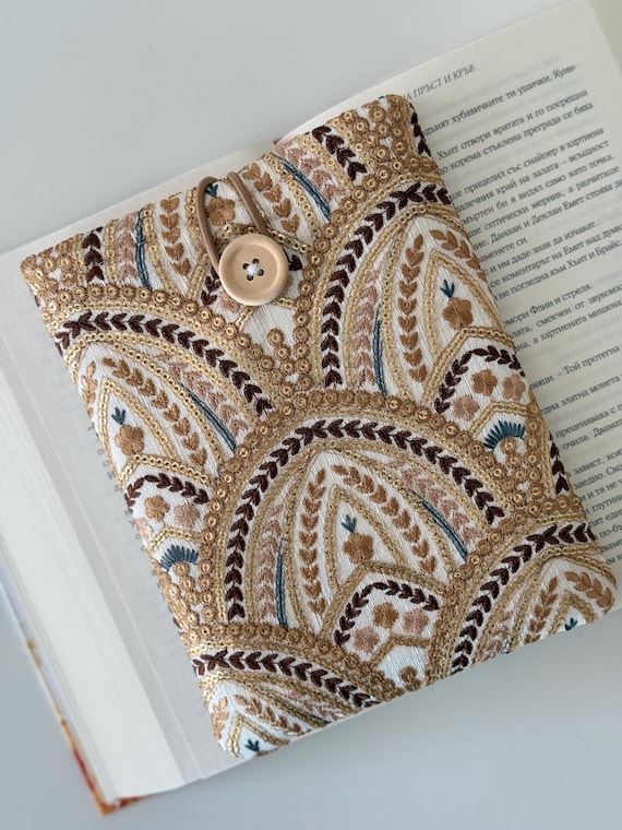 Abstract Embroidery Flower Kindle Sleeve, Kindle Cover, Padded Kindle Pouch, Book Accessories, Kindle Paperwhite Case, Ereader Cover