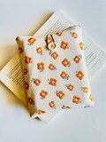 Daisy Flower Book Sleeve, Embroidered Fabric Cover for Book Lovers, Padded Protector, Floral Bookish Gift Idea, Pretty Floral Book Jacket product logo