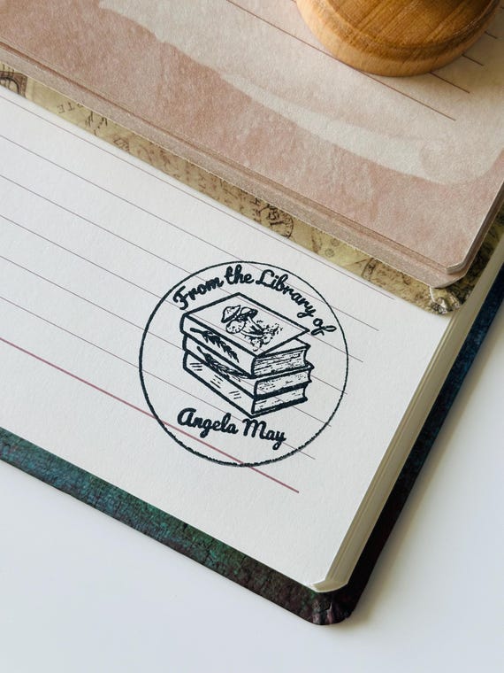 Personalised Wooden Book Stamp, Custom Library Stamp, Stamp From the Library Of, Book Lover Gift, Book Accessories, Stamps for Books