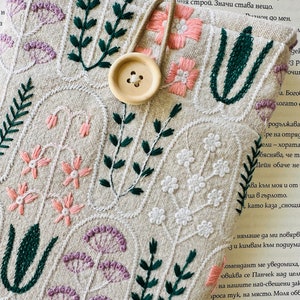 Embroidery Flower Kindle Sleeve, Kindle Cover, Padded Kindle Pouch, Book Accessories, Kindle Paperwhite Case, Book Lover Gift, Ereader Cover image 5