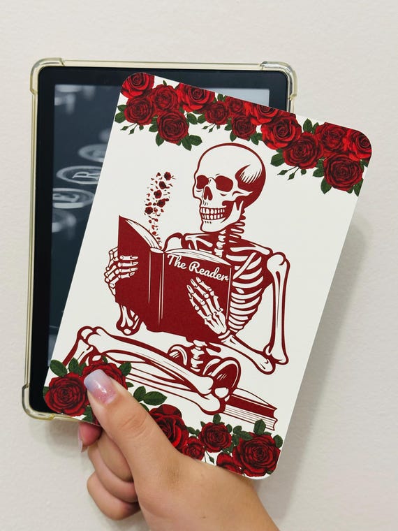The Skeleton ReaderKindle Insert for Clear Case, Kindle Accessories, Bookish Access, Kindle Skin, Book gift, Red Skeleton Kindle Insert