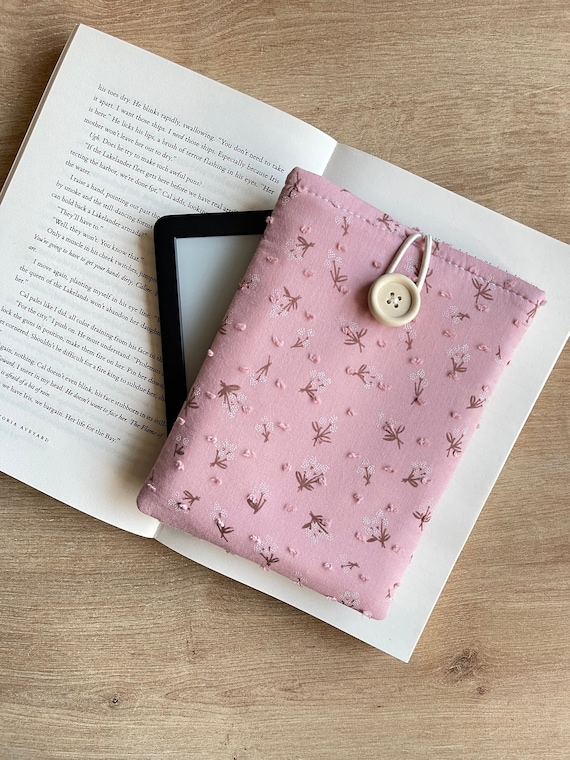 Pink Mini Flowers Kindle Sleeve, Floral Kindle Paperwhite Case, Fabric Kindle Oasis Pouch, Kindle Cover, Bookworm Gift, Book Lover Gift
